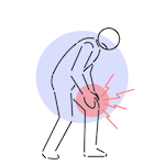 膝の痛みで立ち上がるときにつらさを感じているイメージ（福岡市博多駅前てんびんカイロプラクティック）