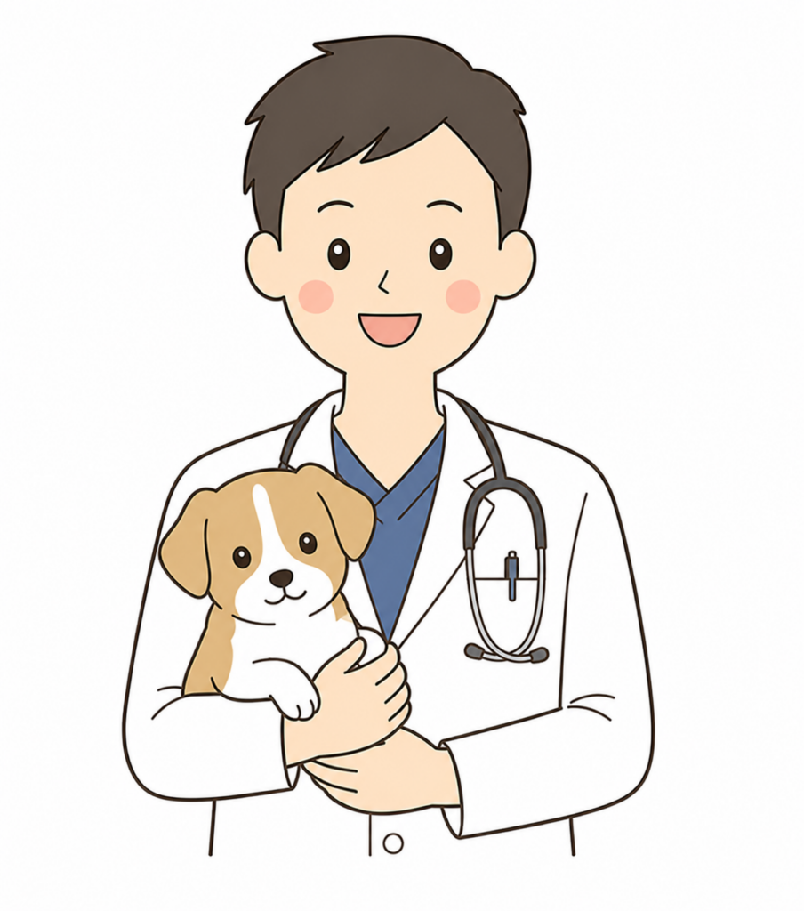 福岡市博多駅前の整体、てんびんカイロプラクティックの施術を受けられた獣医師のイラスト
